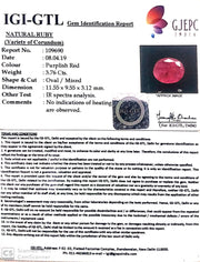 3.76/CT Natural Mozambique Ruby with Govt. Lab Certificate-RUBY9V
